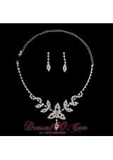 Lovely Alloy With Rhinestone Women's Jewelry Set Including Necklace And Earrings