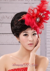 Red Feather Flower Special Occasion Fascinators