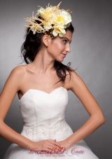 Light Yellow Hand Made Flowers Beaded Headpieces