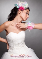 Colorful Organza Hand Made Flower Headpieces and Wrist Corsage