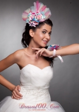 Beautiful Tulle Hand Made Flowers Colorful Headpieces and Wrist Corsage