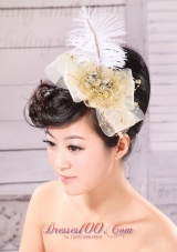 Gold Feather and Side Clamp Diamond For Headpieces
