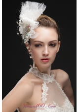Noble Feather Imitation Pearls Fascinators With Colorful Rhinestones