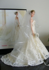 The Most Amazing Wedding Dress with Court Train Made to Fit the Barbie Doll