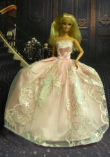 New Fashion Princess Baby Pink Dress Gown For Barbie Doll