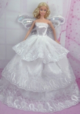 Romantic Wedding Dress With Embroidery Made to Fit the Barbie Doll