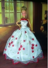 Sweet Lace White Strapless Party Clothes Fashion Dress for Noble Barbie