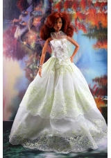 Lace and Hand Made Flowers To A-line Barbie Doll Dress