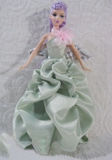 Apple Green Princess Dress With Pick-ups Made to Fit Barbie Doll