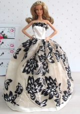 Sweet Gown With Amazing Champagne Lace Wedding Dress For Barbie Doll