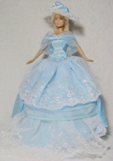 Beautiful Blue Gown With Embroidery Dress For Noble Barbie Doll