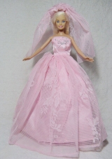 Romantic Pink Wedding Dress With Beading Made to Fit the Barbie Doll