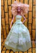 Cute Yellow Green Party Dress Made To Fit the Barbie Doll