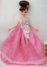 The Most Amazing Rose Pink Dress With Sequins Made to Fit the Barbie Doll