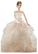 New Beautiful Handmade Champagne Organza Party Dress for Noble Barbie