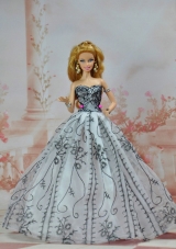 Grey Organza and Appliques Made To Fit the Barbie Doll