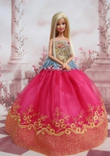 Elegant Ball Gown Organza Colorful Barbie Doll Dress