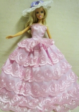 Luxurious Handmade Barbie Lace Wedding Dress For Barbie Doll