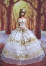 Perfect Wedding Clothes Embroidery Ball Gown Gown For Barbie Doll