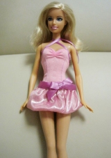 Beautiful Printing Short Pink Barbie Doll Dress