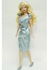Light Blue and Belt Decorate Barbie Doll Dress