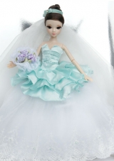 Beutiful Wedding Dress To Noble Barbie With Lace and Ruffles