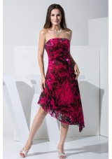 Colorful 2013 Prom Dress For Formal Evening Asymmetrical Strapless Printed