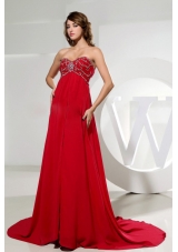 Sweetheart and Beading For Custom Made Red Prom Dress