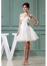 Beaded Decorate Organza Shoulder Mini-length Straps A-Line Prom Dress