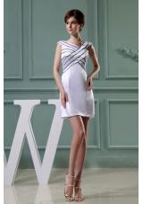Asymmetrical Column Mini-length Taffeta White Prom Dress