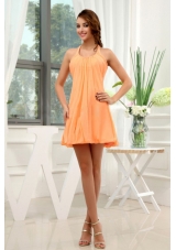 A-Line Halter Chiffon Mini-length Homecoming Prom Dress Orange