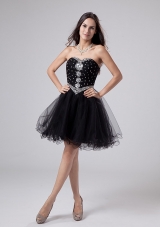 Beaded and Rhinestones Sweetheart Black Prom / Cocktail Dress Mini-length For Club