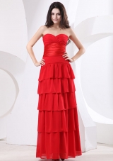 Sweetheart Ruched Bodice and Ruffled Layers For Prom Dress