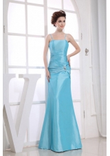 Spaghetti Straps Aqua Blue Beading Decorate Bodice Mermaid Floor-length 2013 Prom Dress