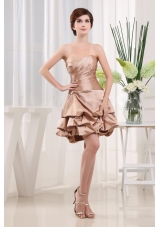 Modest Prom Cocktail Dress Sweetheart Champagne Mini-length