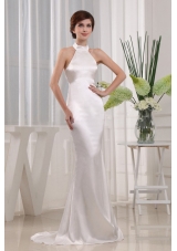 Simple Mermaid Prom Celebrity Dress White Halter In 2013