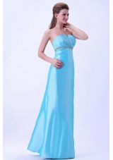 Aqua Blue Beaded Prom Dress For Custom Made Taffeta Strapless