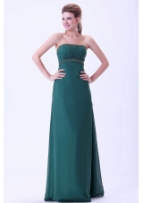 Green Prom / Evening Dress With Beading and Ruching Chiffon