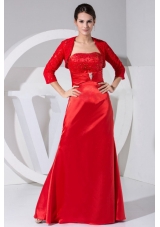 Beading and Embroidery Decorate Bodice Taffeta Red Floor-length Strapless 2013 Mother of the Bride Dress