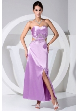 Beading Decorate Bodice High Slit Sweetheart Neckline Ankle-length Lavender Prom Dress 2013