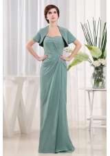 Blue Column Sweetheart Chiffon Ruch Mother Of The Bride Dress