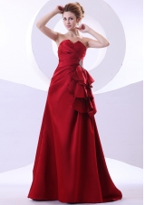 Beading Decorate Bodice Wine Red Taffeta A-line Sweetheart Neckline Floor-length 2013 Prom Dress