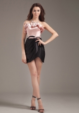 Beading Decorate Bodice Light Pink and Black Mini-length Taffeta 2013 Prom Dress