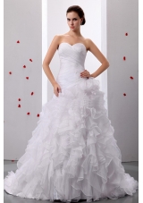 A-line Sweet Sweetheart Ruffles Wedding Dress With Ruched Bodice In 2013
