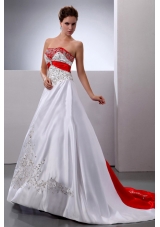 New Arrival 2013 Wedding Dress With Embroidery and Beading Court Train A-line