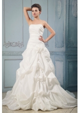 Brand New 2013 Wedding Dress With Pick-ups and Hand Made Flower Chapel Train