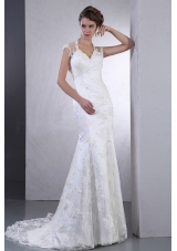 Luxurious 2013 Wedding Dress With Sweetheart Lace Brush Train Column Clasp Handle