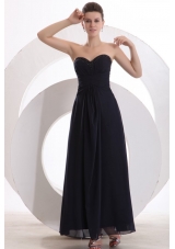 Beaded Decorate Brust Sweetheart Chiffon Black Ankle-length Prom Dress
