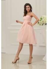Baby Pink Spaghetti Straps Chiffon Prom Cocktail Dress