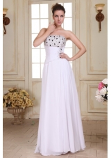 Beaded Decorate Brust and Silt Empire Strapless Chiffon Prom Dress